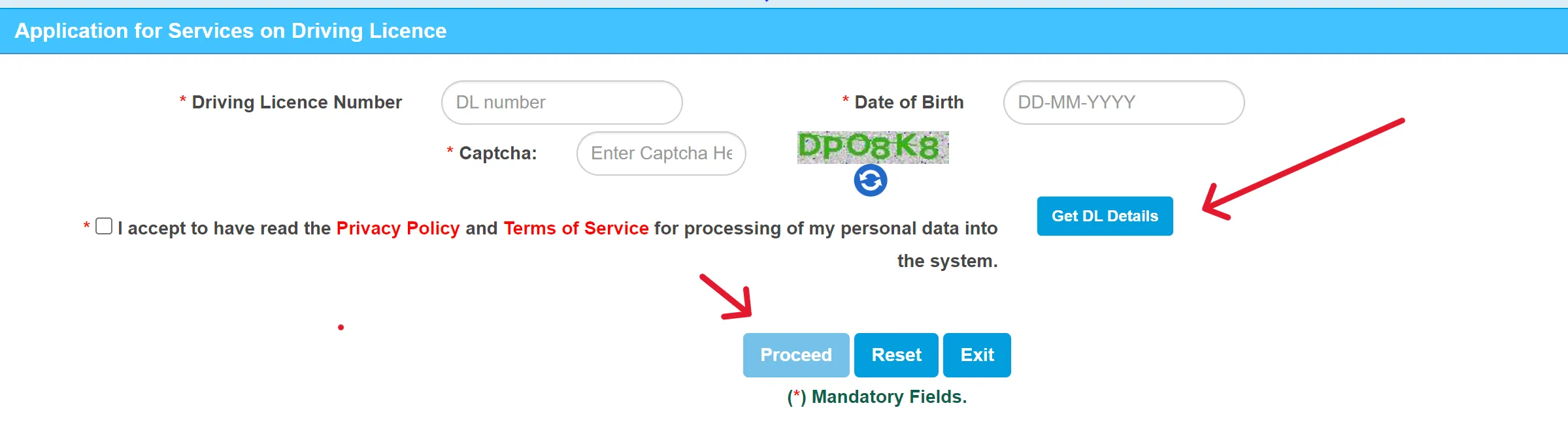 Duplicate Driving License Application Form