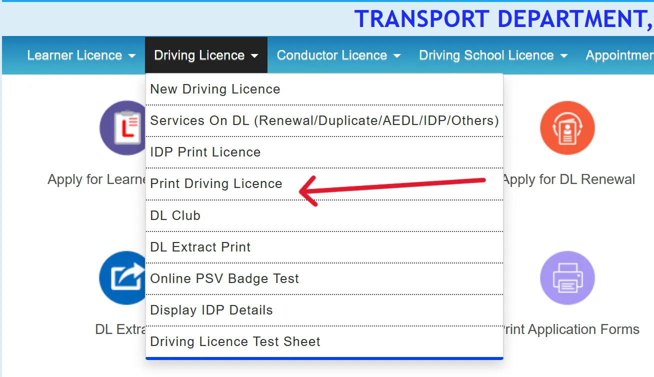 Process to print driving license