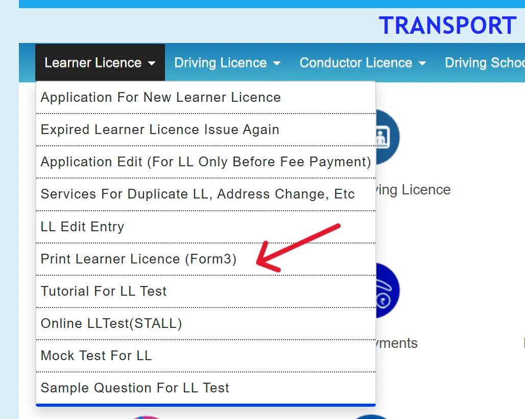 Process to print learner's license