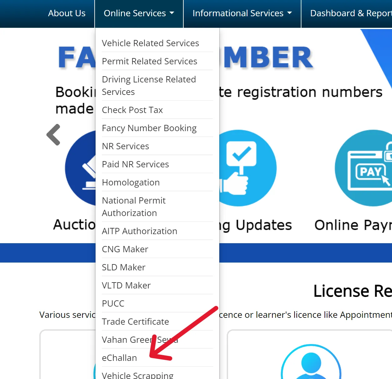 eChallan Services on Parivahan Portal